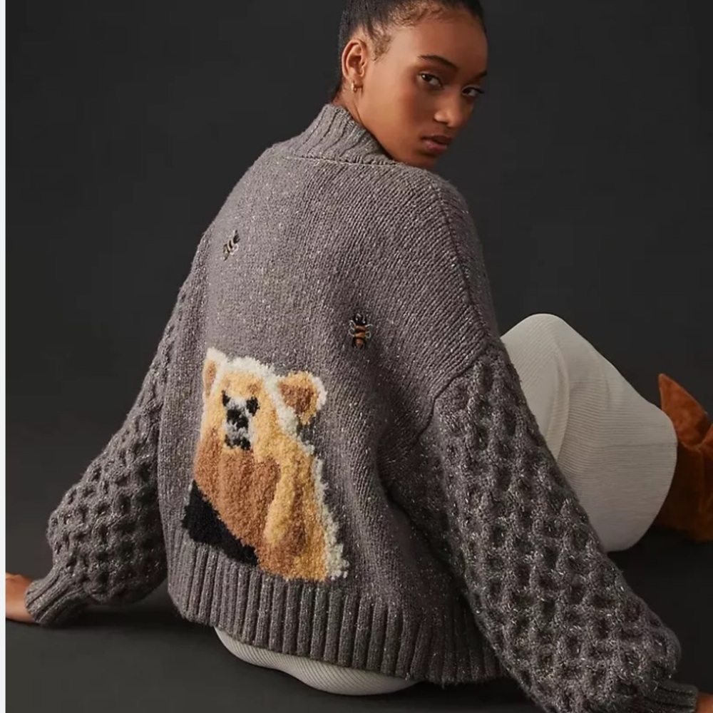 ISO Pilcro Anthropologie Bear Cardigan Sweater In Medium